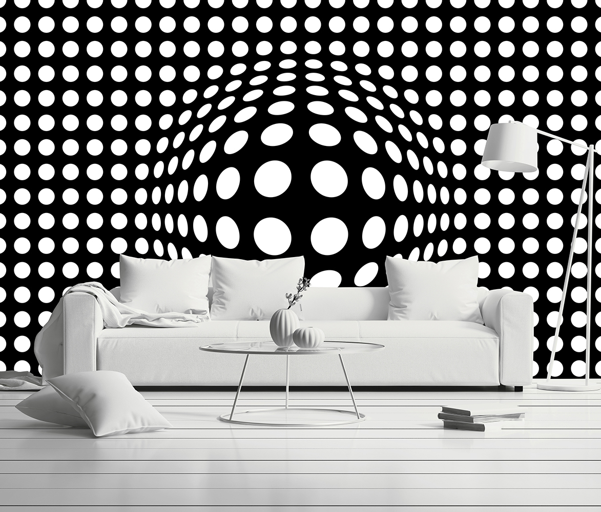 3D Dots Black & White Wallpaper Mural