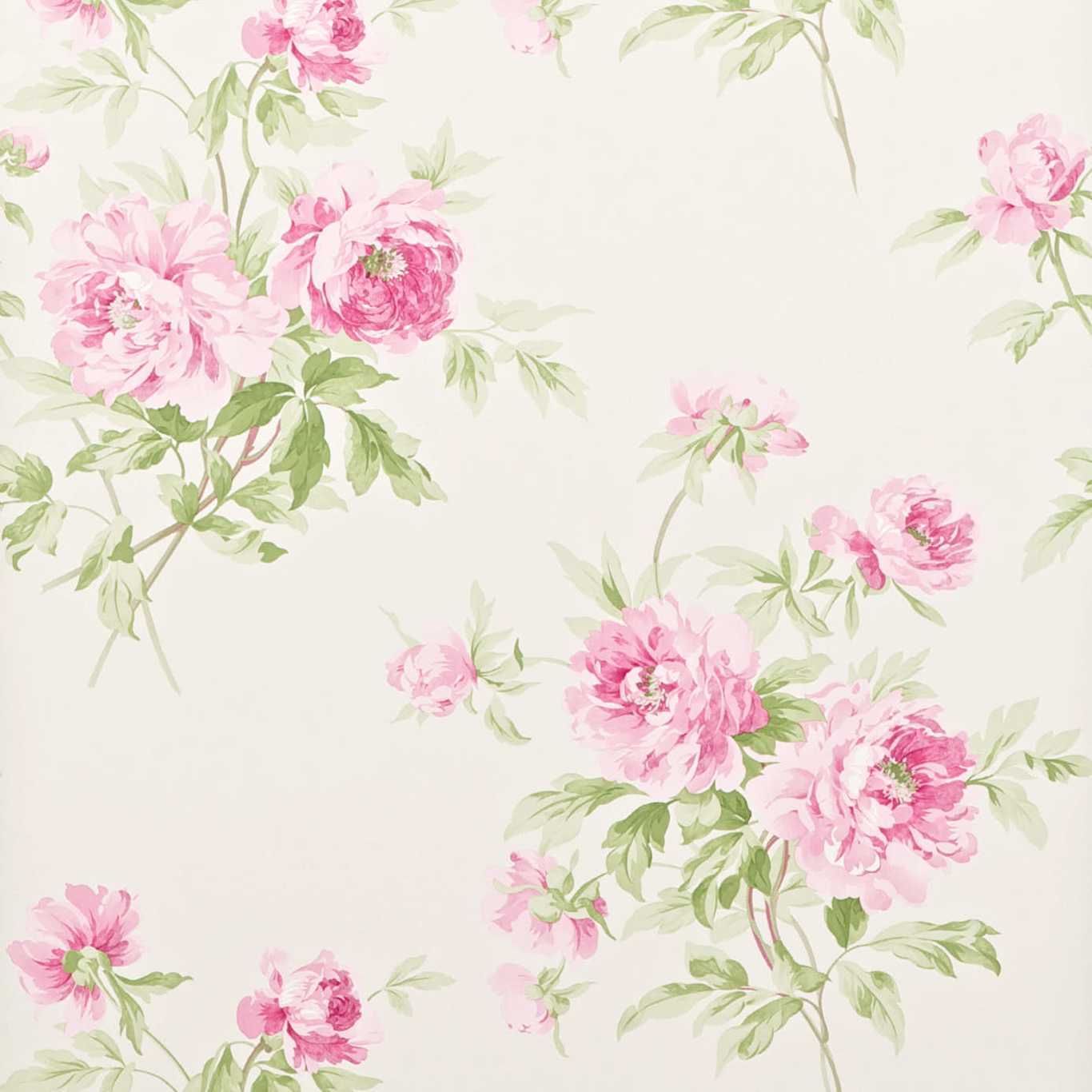 Adele | Darker Pink Cottage Floral Rose Design DCAVAD104- Sanderson  Wallpaper - Wallpapershop