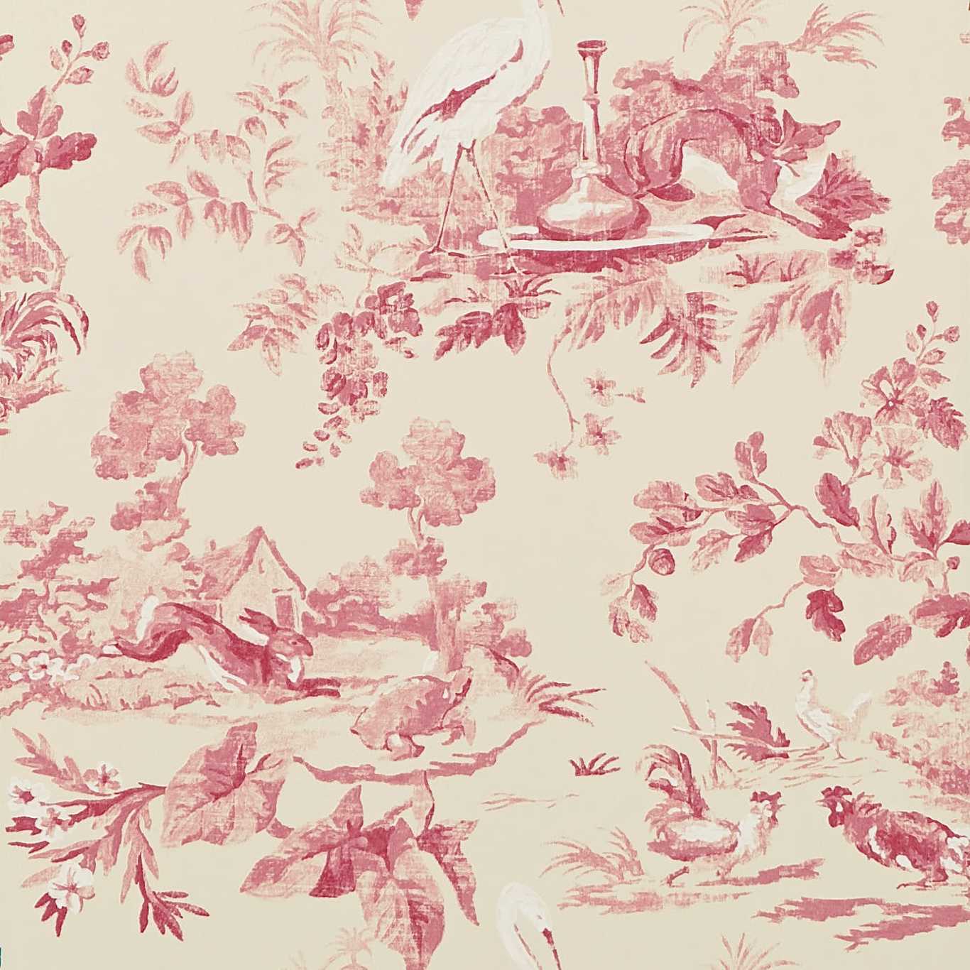 Manhattan Comfort Tampa 327 Ft x 205 In Vinyl Pink Country Toile  Wallpaper Covering   20596961