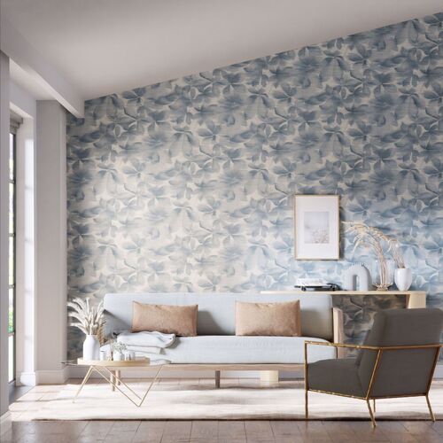 Grounded | Embossed Leaves Wallpaper