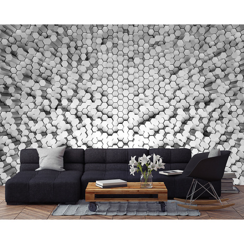 Contemporary Wall Art mural in charcoal & white