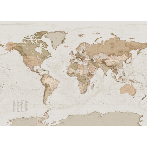 Mural | Earth Map - Sepia Tones