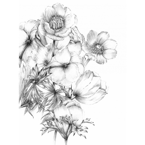 Mural | Embroidery - Black & White Floral