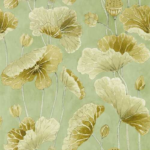 Lotus Leaf | Metallic Fronds Wallpaper
