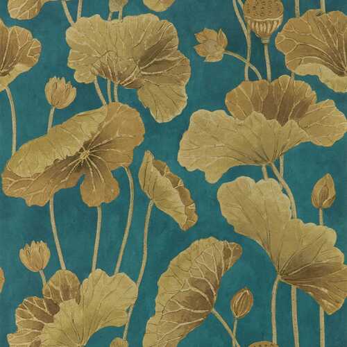 Lotus Leaf | Metallic Fronds Wallpaper