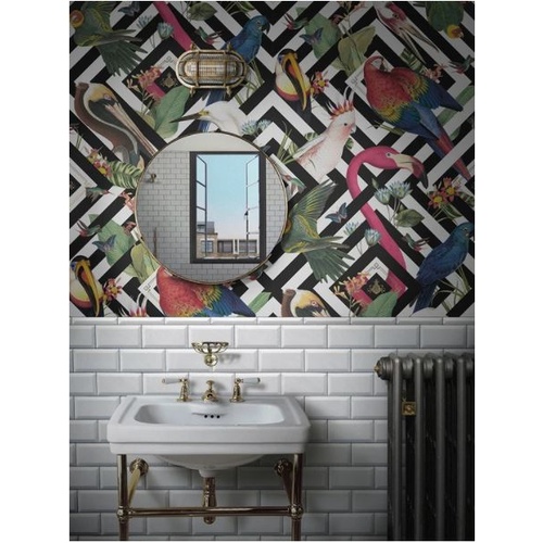 Geometric Aviary | Jungle Chevron Wallpaper