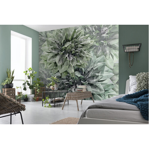 Komar Mural |  Emerald Green Flowers 