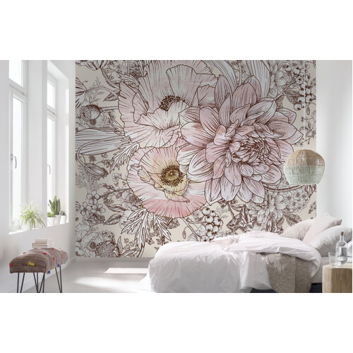Komar Mural |  Allegra | Pink Flowers