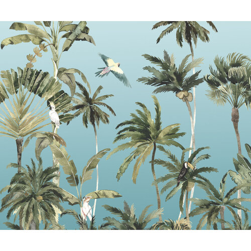 Mural Foret de Palmiers - Palms and Parrots