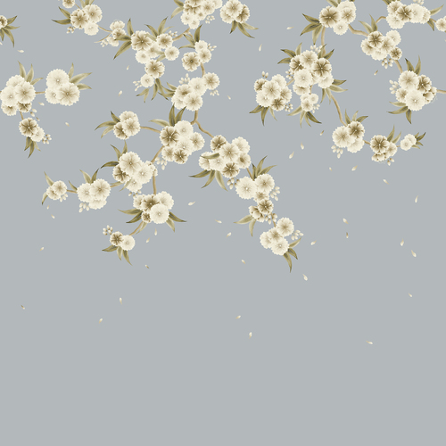 Rosa | Grey Trailing Cherry Blossom Panels