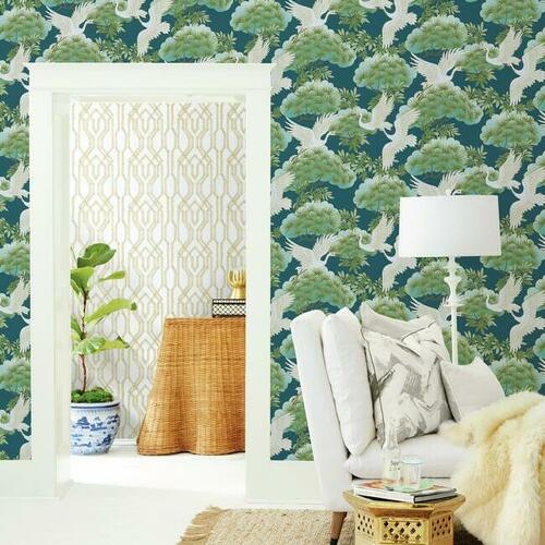 Sprig & Heron | Oriental Bird Wallpaper