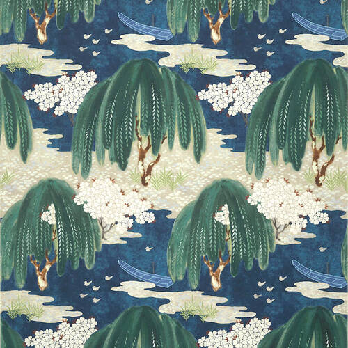 Willow Tree | Garden Scene Wallpaper