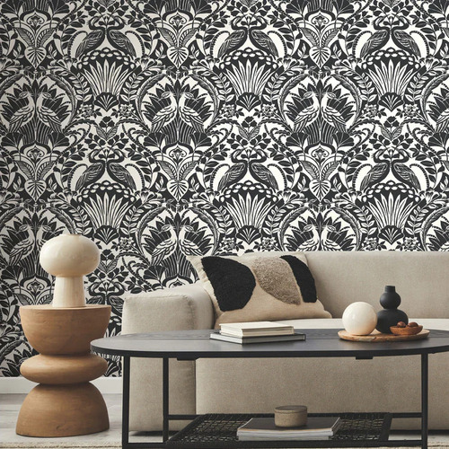 Egret Damask Wallpaper