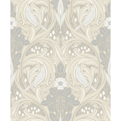 Bird Scroll | Damask Bird Ogee Wallpaper
