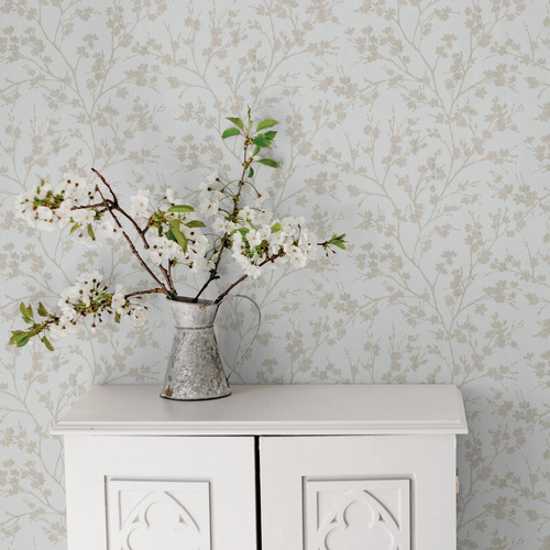 Floral Stamp | Wood Foliage Outline Wallpaper