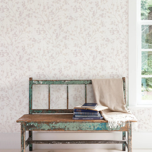 Floral Stamp | Wood Foliage Outline Wallpaper