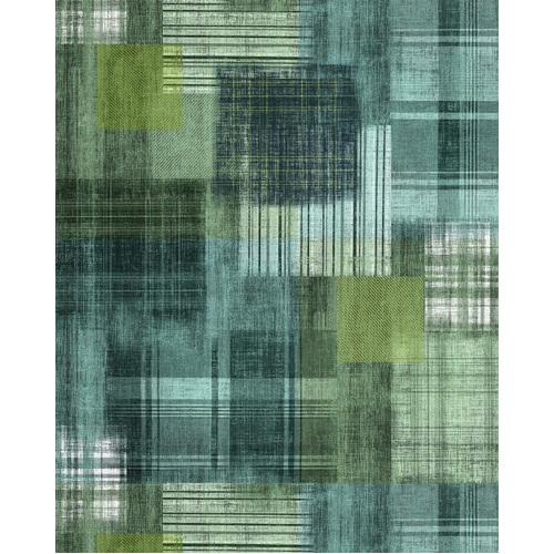 Patchy Plaid | Blue-Green Patchwork Mural