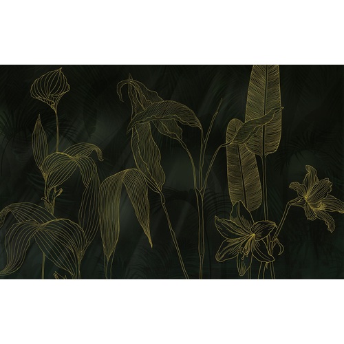 Darkest Green | Shadowed Lillies Mural