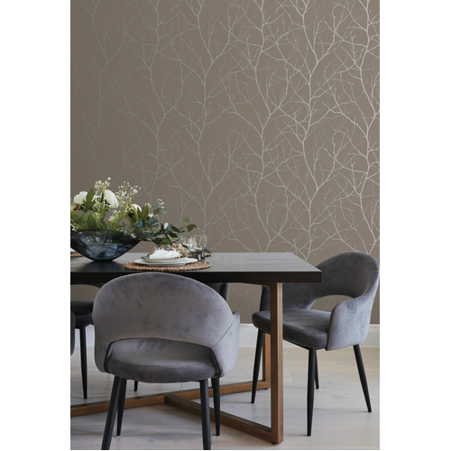 Tree Silhouette | Metallic Branches Wallpaper