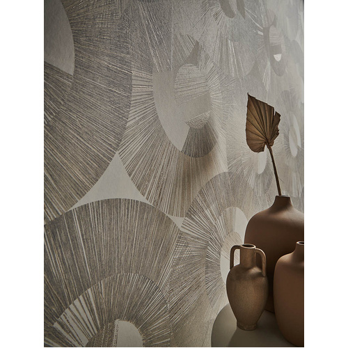 Circum | Brush Stripe Circles Wallpaper
