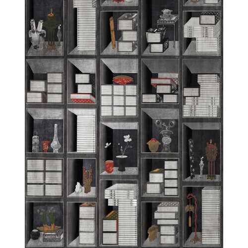 Korean Library | 3D Shelf Wallpaper