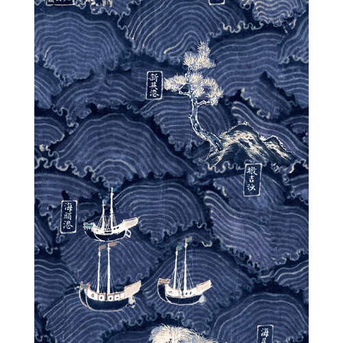 Waves of Tsushima | Oriental Stamp Wallpaper