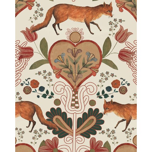 The Vixen | Ornate Fox Trail Wallpaper