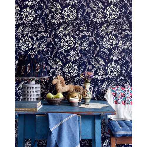 Folk Embroidery | Flower & Bird Motif Wallpaper