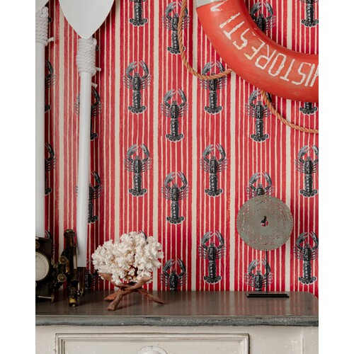 Mediterranean Lobsters | Crustacean Stripe Wallpaper