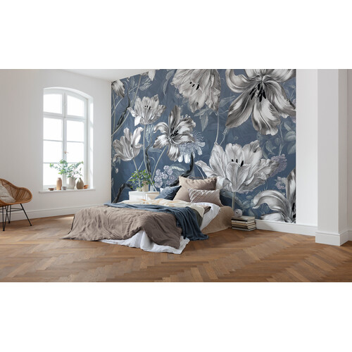 Merian Blue | Light Floral Mural