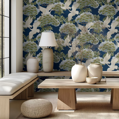 Sprig & Heron | Crane Garden Wallpaper