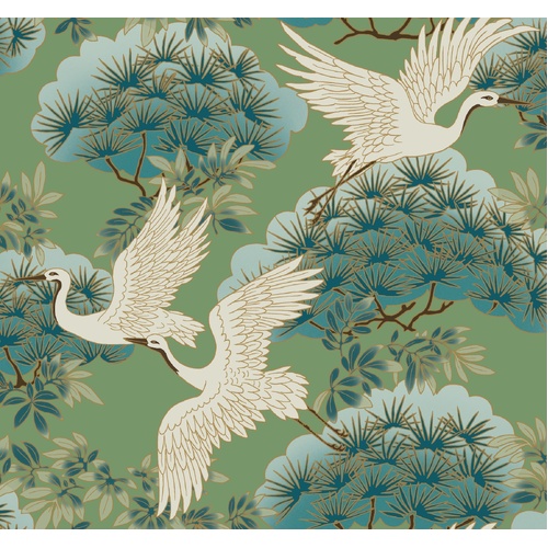 Sprig & Heron | Crane Garden Wallpaper