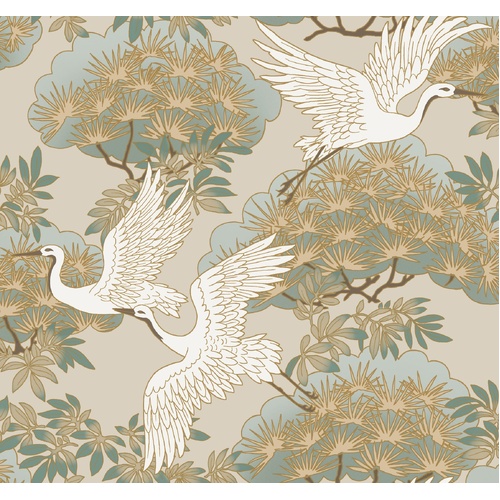 Sprig & Heron | Crane Garden Wallpaper