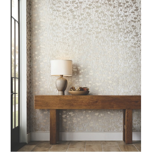 Shimmering Poppies | Floral Silhouette Wallpaper